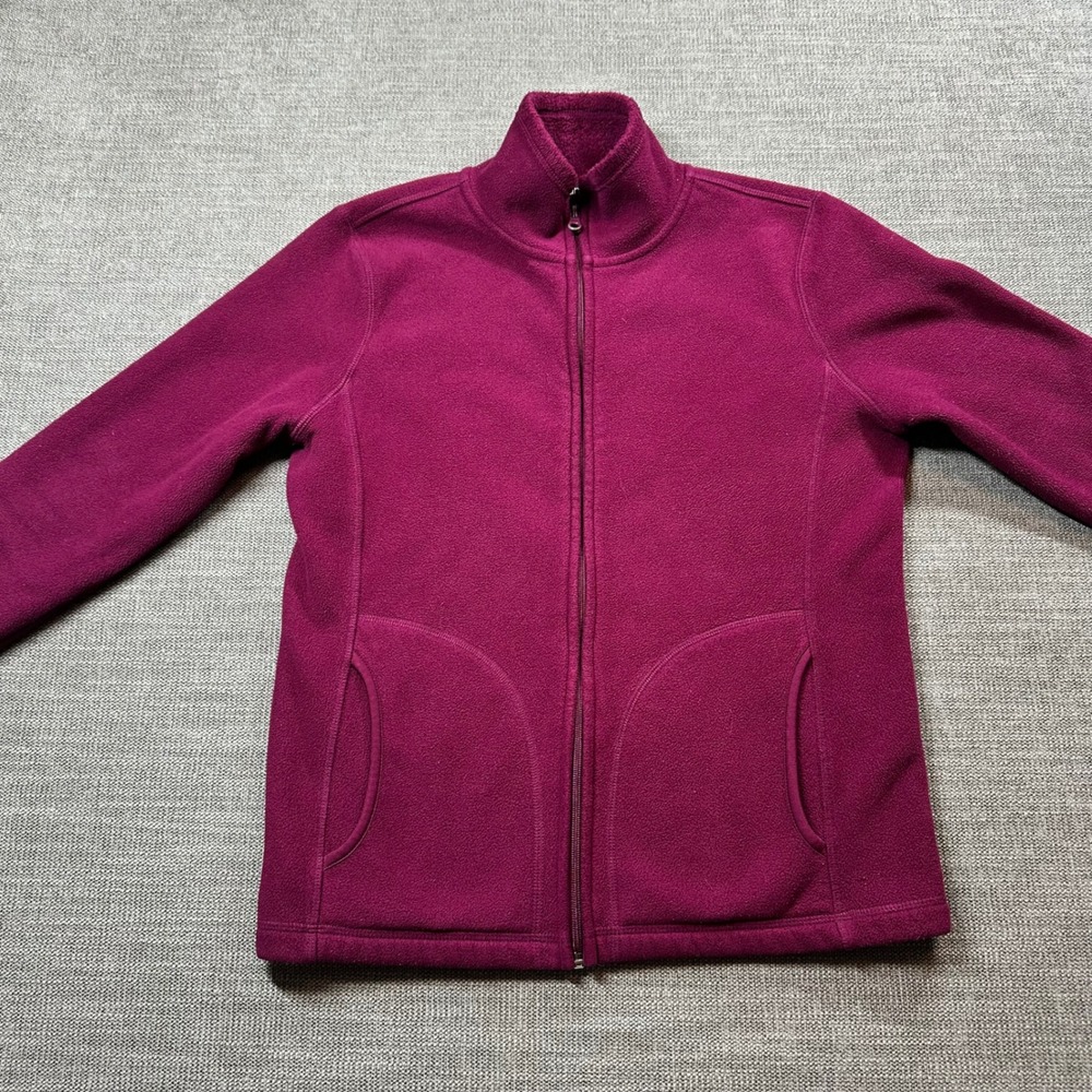 Hang Ten Fleece Jacket Womens Medium Purple‎   Full Zip Mock Neck Soft